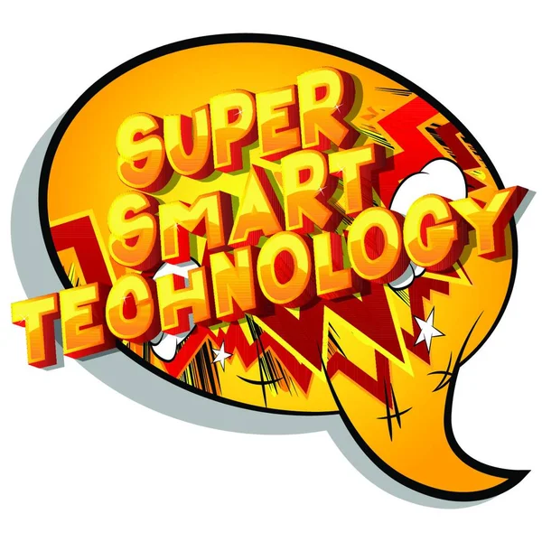 Super Smart Technology Vector Illustré Phrase Style Bande Dessinée Sur — Image vectorielle