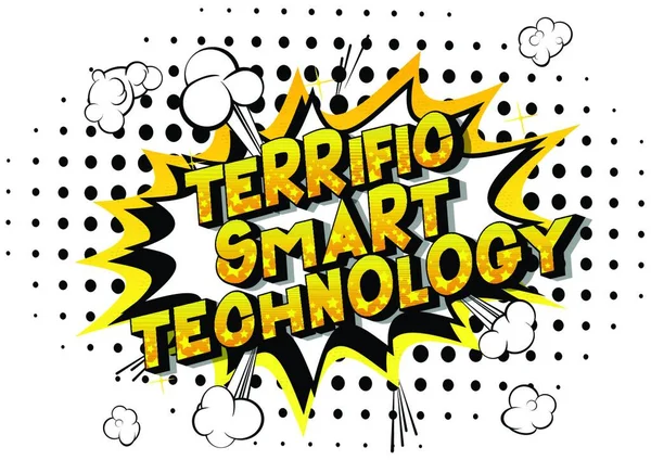 Terrific Smart Technology Vector Ilustrado Cómic Estilo Frase Sobre Fondo — Archivo Imágenes Vectoriales