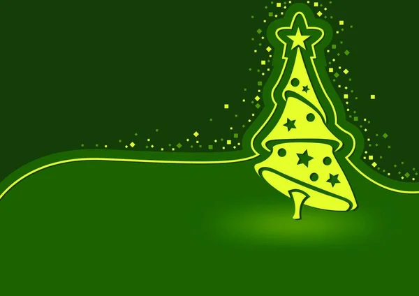 Sfondo Dell Albero Natale Astratto Verde Illustrazione Natalizia Oro Tagliata — Vettoriale Stock