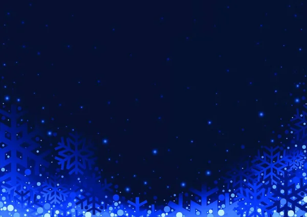 Fondo Azul Navidad Ilustración Abstracta Con Copos Nieve Vector — Vector de stock