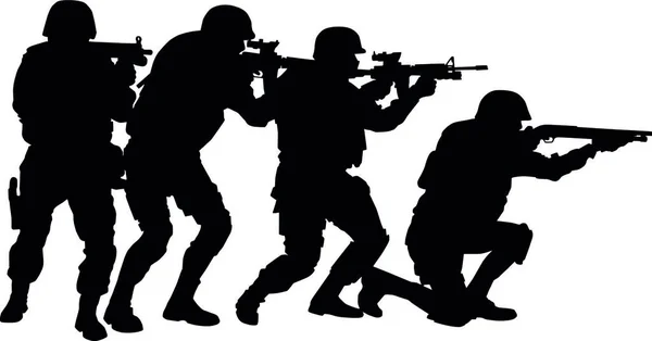 Тактична Команда Спецназу Поліції Група Swat Бійці Контртерористичної Групи Рухаються — стоковий вектор