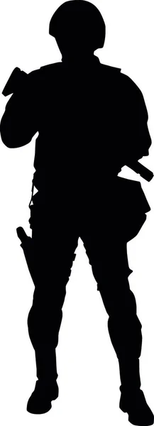 Солдат Армии Спецназ Полиции Офицер Спецназа Форме Шлеме Стоящий Служебной — стоковый вектор
