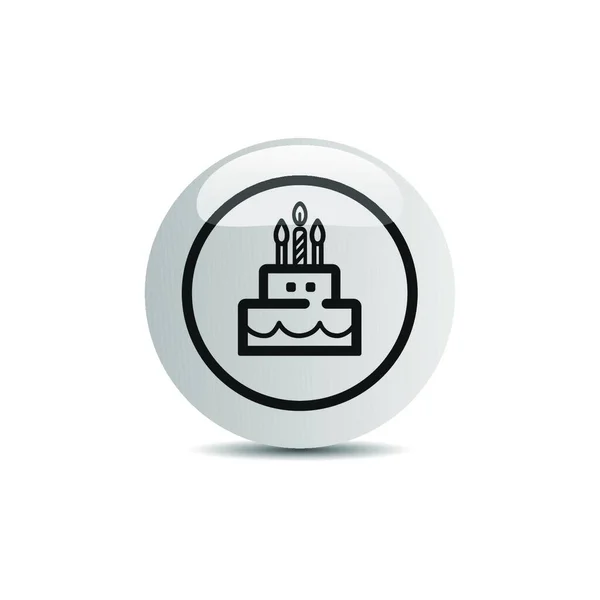 Icône Anniversaire Dans Bouton Sur Fond Blanc Illustration Vectorielle — Image vectorielle