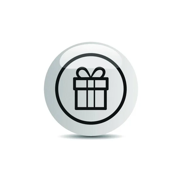 Icono Regalo Botón Sobre Fondo Blanco Ilustración Vectorial — Vector de stock