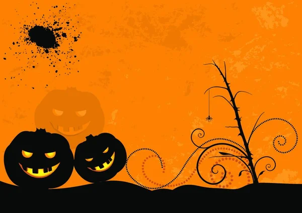Grungy Orange Halloween Jackolantern Kürbis Hintergrund — Stockvektor