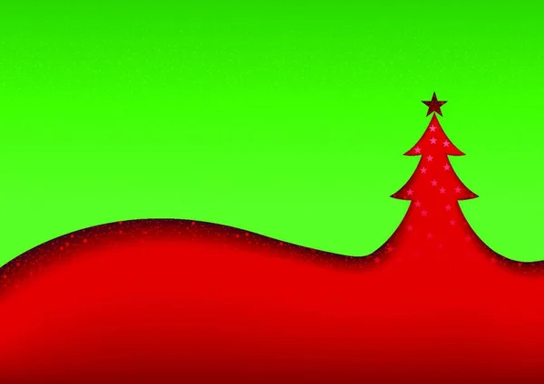 Illustration Abstraite Fond Noël Vert Rouge Arbre Noël Découpé Dans — Image vectorielle