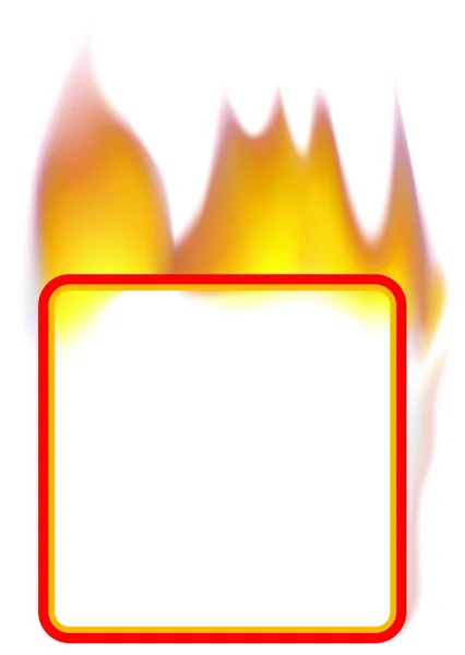 Flaming Blank Banner Fyrkantig Form Med Textruta Vektor — Stock vektor