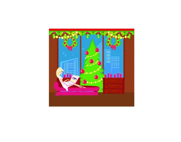 Vue Panoramique Des Décorations Noël — Image vectorielle