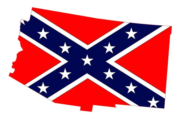 Arizona Állam Vázlatos Térképe Konföderációs Zászlóval Fehér Alapon — Stock Vector