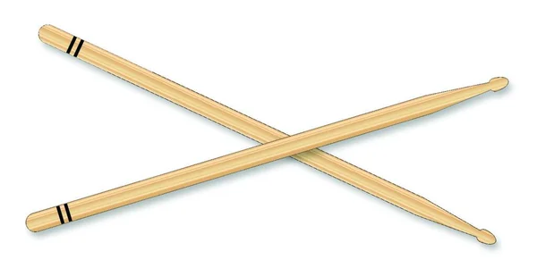 Pair Wooden Drum Sticks White Background — Stock Vector
