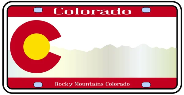 Targa Dello Stato Del Colorado Nei Colori Della Bandiera Dello — Vettoriale Stock