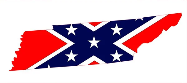 Mapa Estado Tennessee Com Bandeira Confederada Sobre Fundo Branco — Vetor de Stock