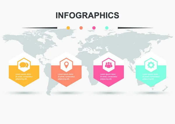 Šablona Návrhu Infografiku Šestiúhelníky Vektorové — Stockový vektor