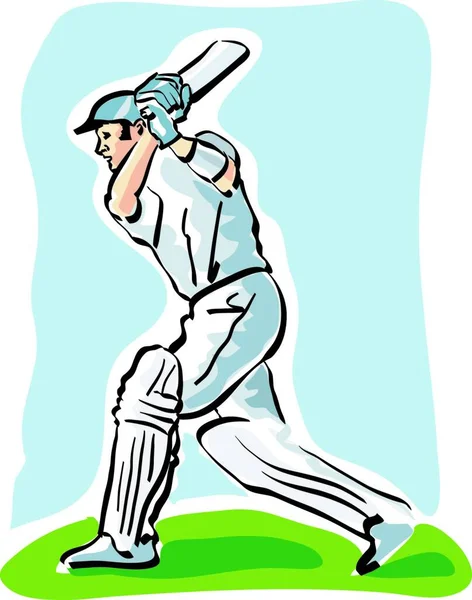Illustration Eines Cricket Spielers — Stockvektor