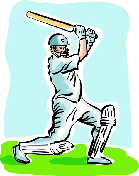 Illustration Eines Cricket Spielers — Stockvektor