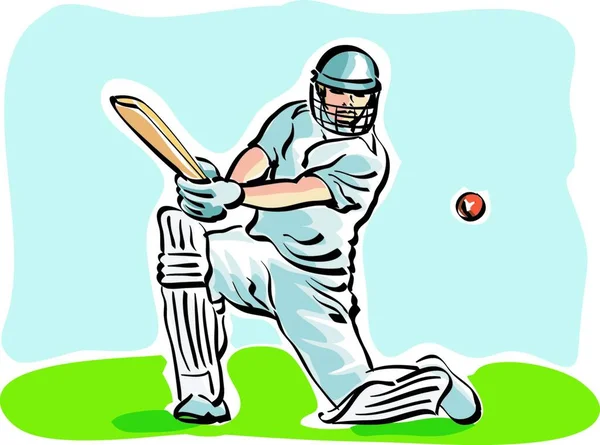 Ilustrace Hráče Kriketu — Stockový vektor