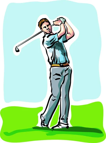 Ilustración Golfista Campo Regatas — Vector de stock