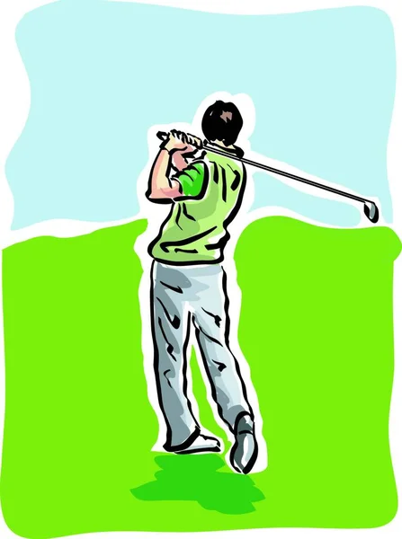 Illustrazione Golfista Sul Campo Gara — Vettoriale Stock