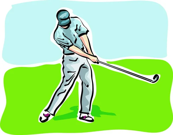 Illustration Golfer Race Field — Stock Vector