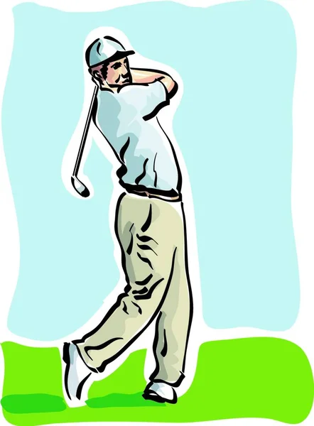 Illustration Golfeur Sur Terrain Course — Image vectorielle