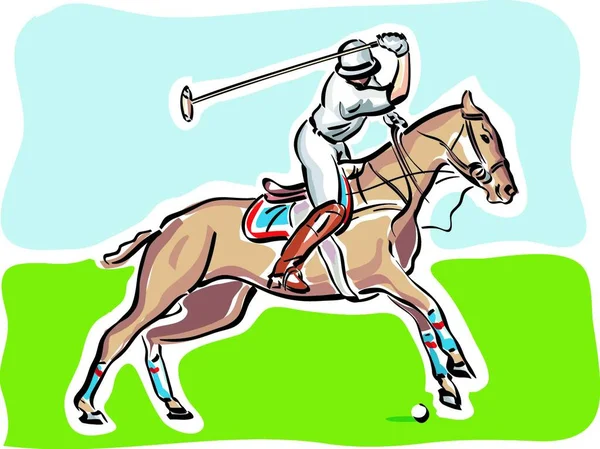 Illustrazione Giocatore Polo — Vettoriale Stock