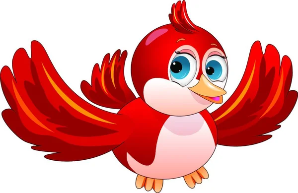 Tecknad Röd Fågel Vit Bakgrund Röd Fågel — Stock vektor