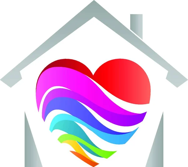 Huis Hart Regenboog Schilder Drukkerij Logo — Stockvector