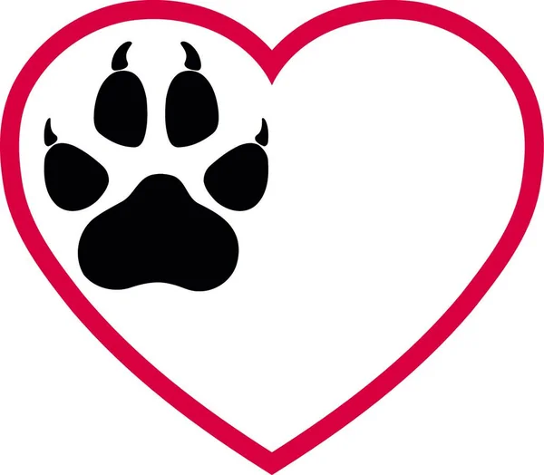Сердце Лапа Собаки Лапа Волка Лапа Собака Логотип — стоковый вектор