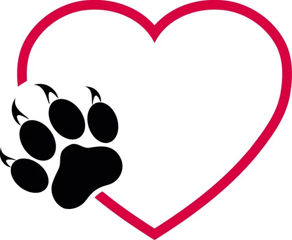 Srdce Kočičí Tlapky Tlapky Kočky Logo — Stockový vektor