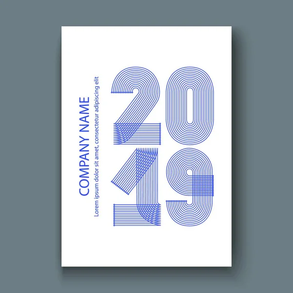 2019 Sayılı Yıllık Raporun Kapağı Beyaz Arka Plan Dikey Modern — Stok Vektör
