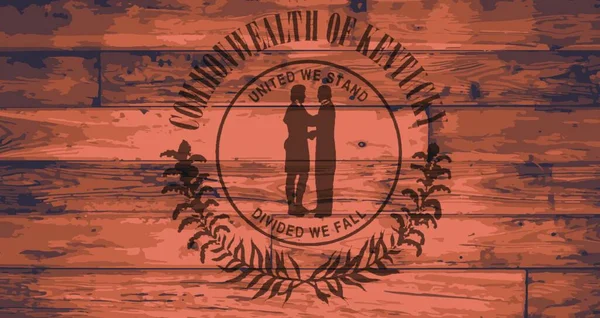 Flaga Stanu Kentucky Oznaczona Drewnianych Deskach — Wektor stockowy