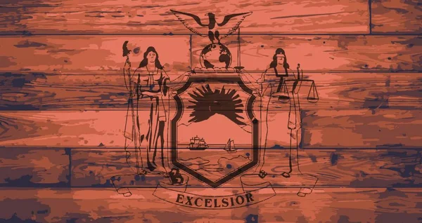 Flaga Stanu Nowy Jork Drewnianych Deskach — Wektor stockowy
