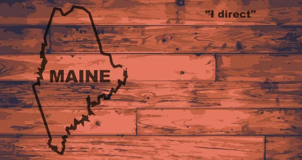 Marca Mapa Del Estado Maine Tableros Madera Con Esquema Mapa — Archivo Imágenes Vectoriales