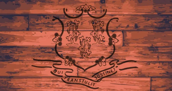 Flaga Stanu Connecticut Oznaczona Drewnianych Deskach — Wektor stockowy