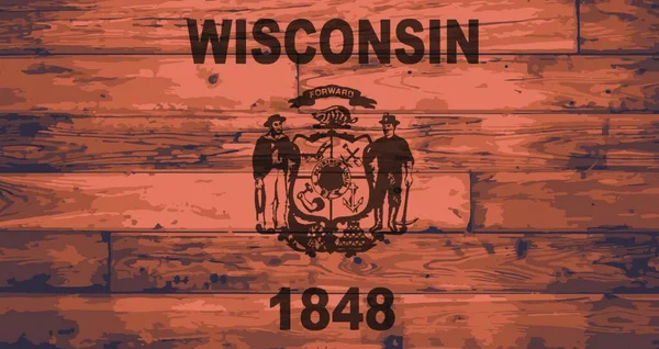 Flaga Stanu Wisconsin Oznaczona Drewnianych Deskach — Wektor stockowy