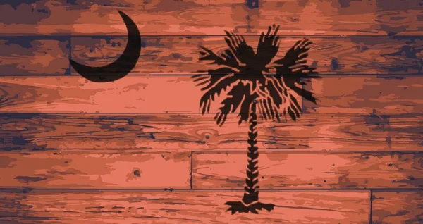 South Carolina State Flag Gebrandmerkt Houten Planken — Stockvector