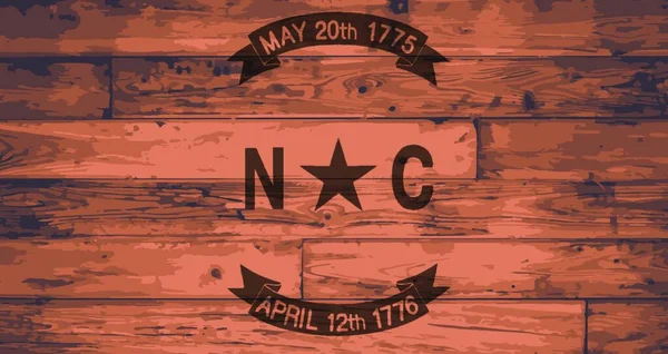 Flaga Stanu Karolina Północna Oznakowana Drewnianych Deskach — Wektor stockowy