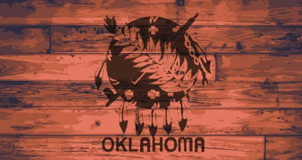 Pavillon État Oklahoma Marqué Sur Des Planches Bois — Image vectorielle