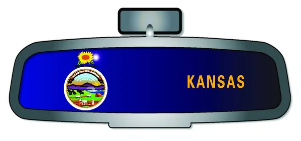 Зеркало Заднего Вида Флагом Штата Канзас — стоковый вектор