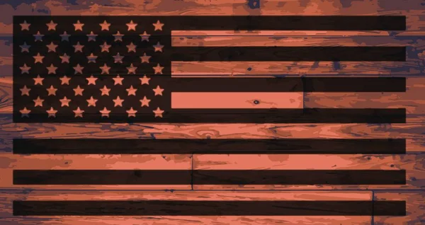 Bandera Americana Marcada Sobre Tablones Madera — Archivo Imágenes Vectoriales