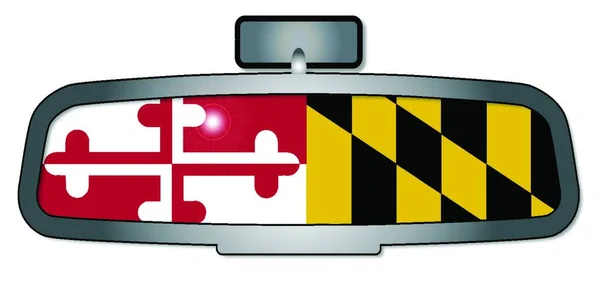 Rétroviseur Véhicule Avec Drapeau État Maryland — Image vectorielle