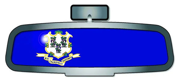 Ein Rückspiegel Mit Der Flagge Des Bundesstaates Connecticut — Stockvektor