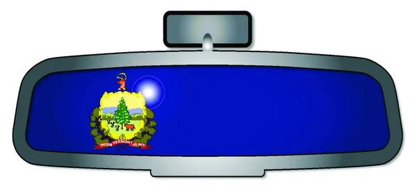 Дзеркало Заднього Виду Автомобіля Прапором Штату Вермонт — стоковий вектор