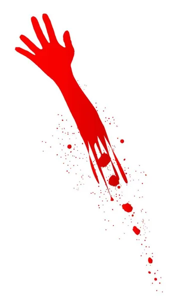 红臂在白色背景上带有血斑的断臂 — 图库矢量图片