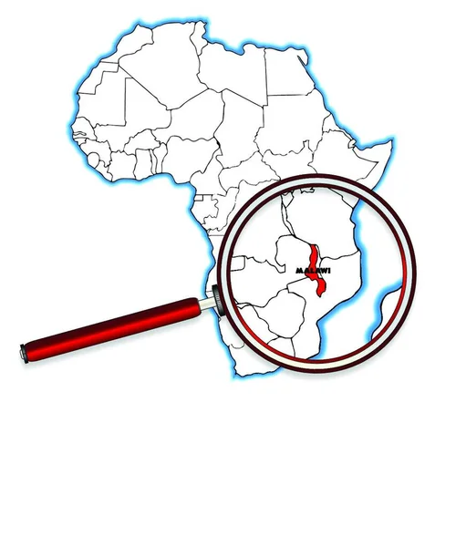 Malawi Esboza Mapa África Sobre Fondo Blanco — Vector de stock