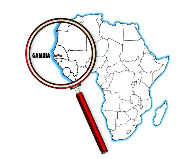 Гамбія Окреслює Вставку Карту Африки Білому Тлі — стоковий вектор