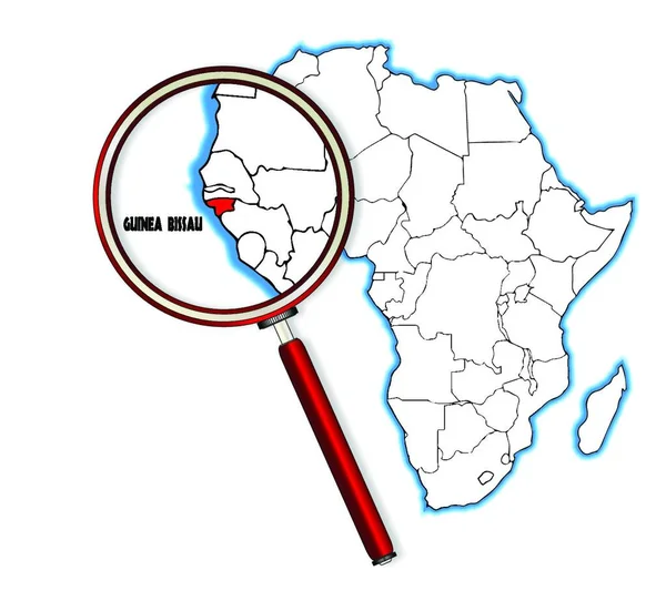 Guinée Bissau Contour Encastré Dans Une Carte Afrique Sur Fond — Image vectorielle