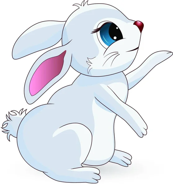 Cartoon Character Light Gray Bunny White Background — Stock Vector