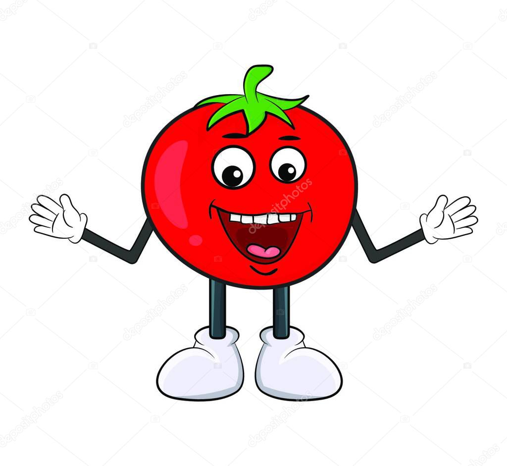 Funny tomato character cartoon design isolated on white background