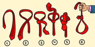 tie knots, noose. Business risk. Comic cartoon pop art retro vector illustration drawing clipart